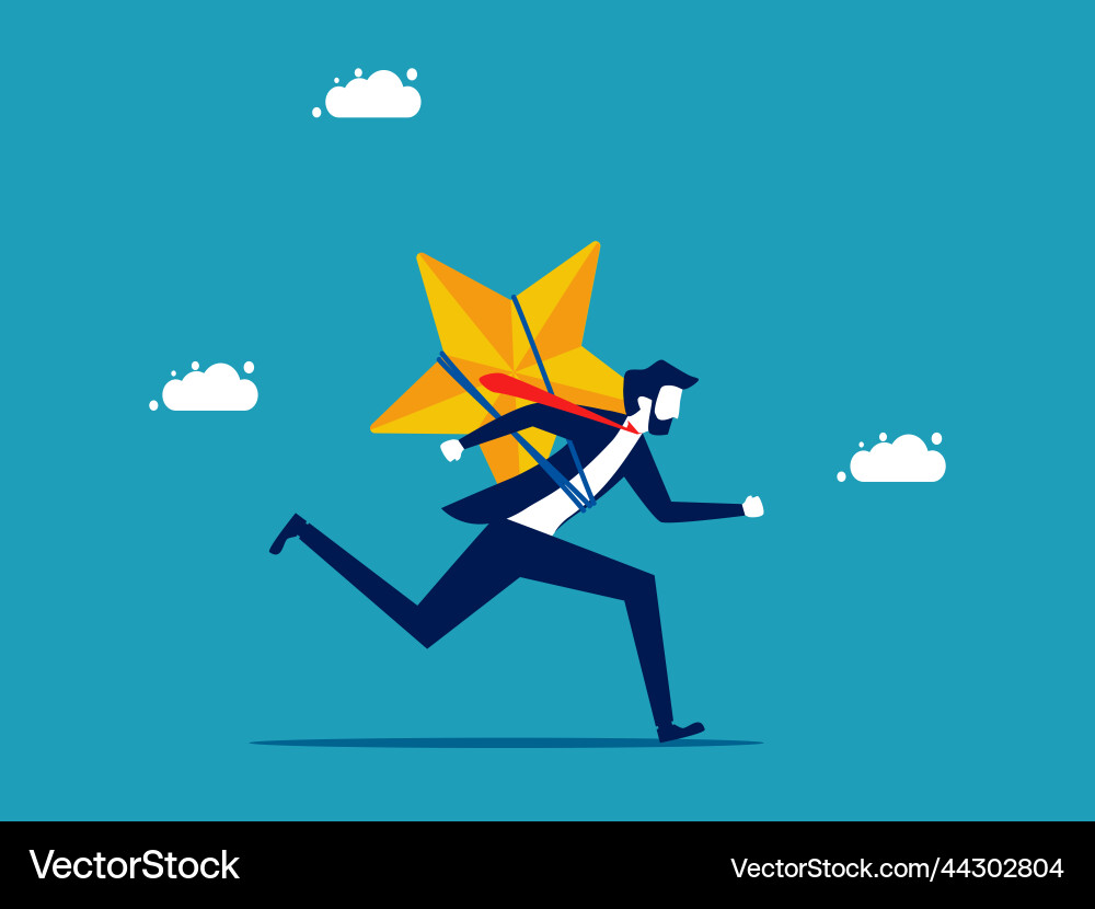Commitment and level businessman with stars Vector Image