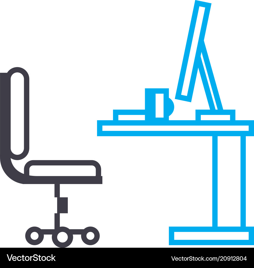 Computer desk linear icon concept Computer desk linear icon concept vector image