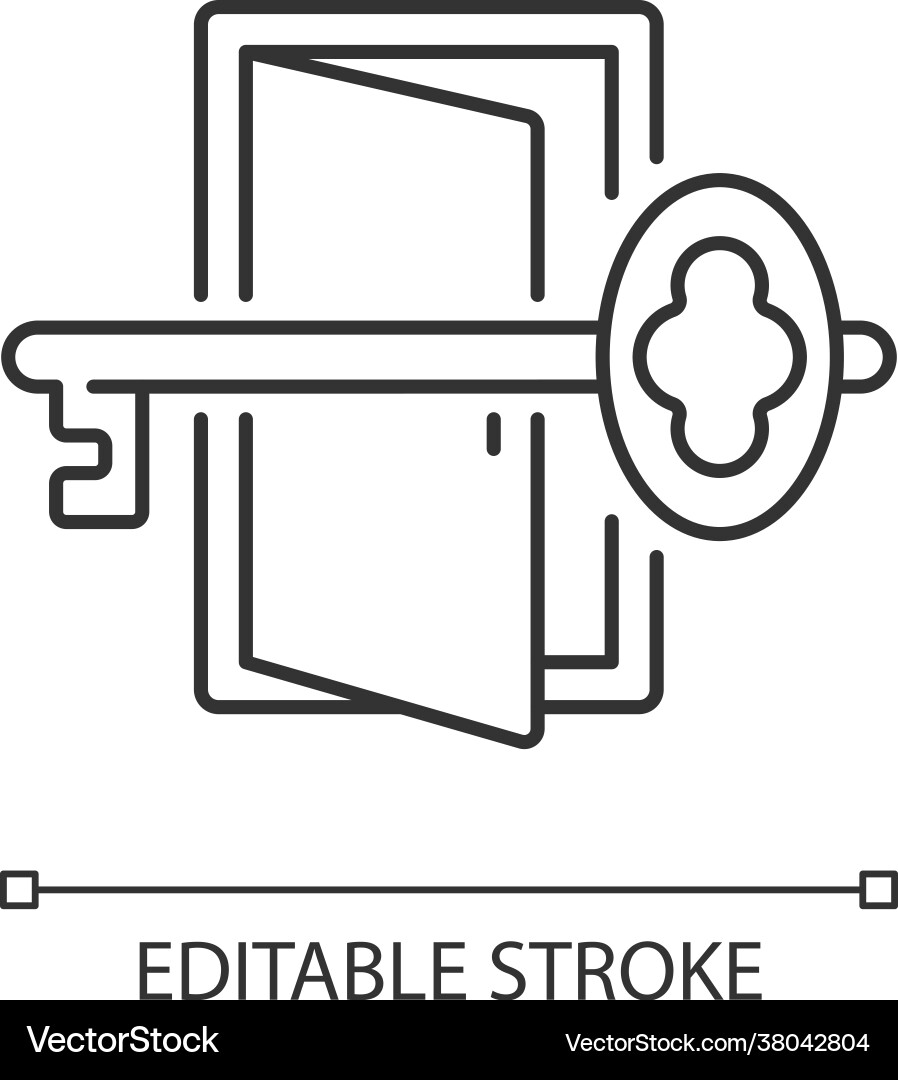 Finding key to get out linear icon Finding key to get out linear icon vector image