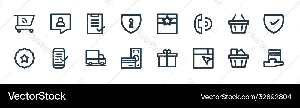 Flat ecommerce line icons linear set quality Vector Image