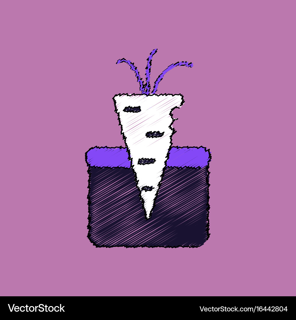 Flat shading style icon turnip in soil Vector Image