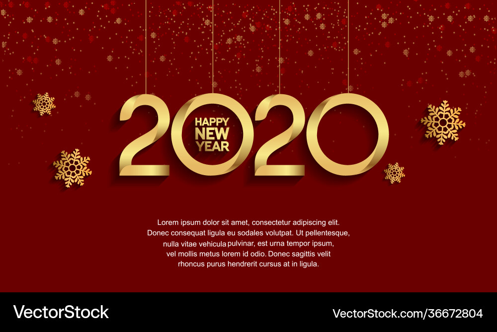 Happy new year 2020 hanging golden number Happy new year 2020 hanging golden number Vector Image