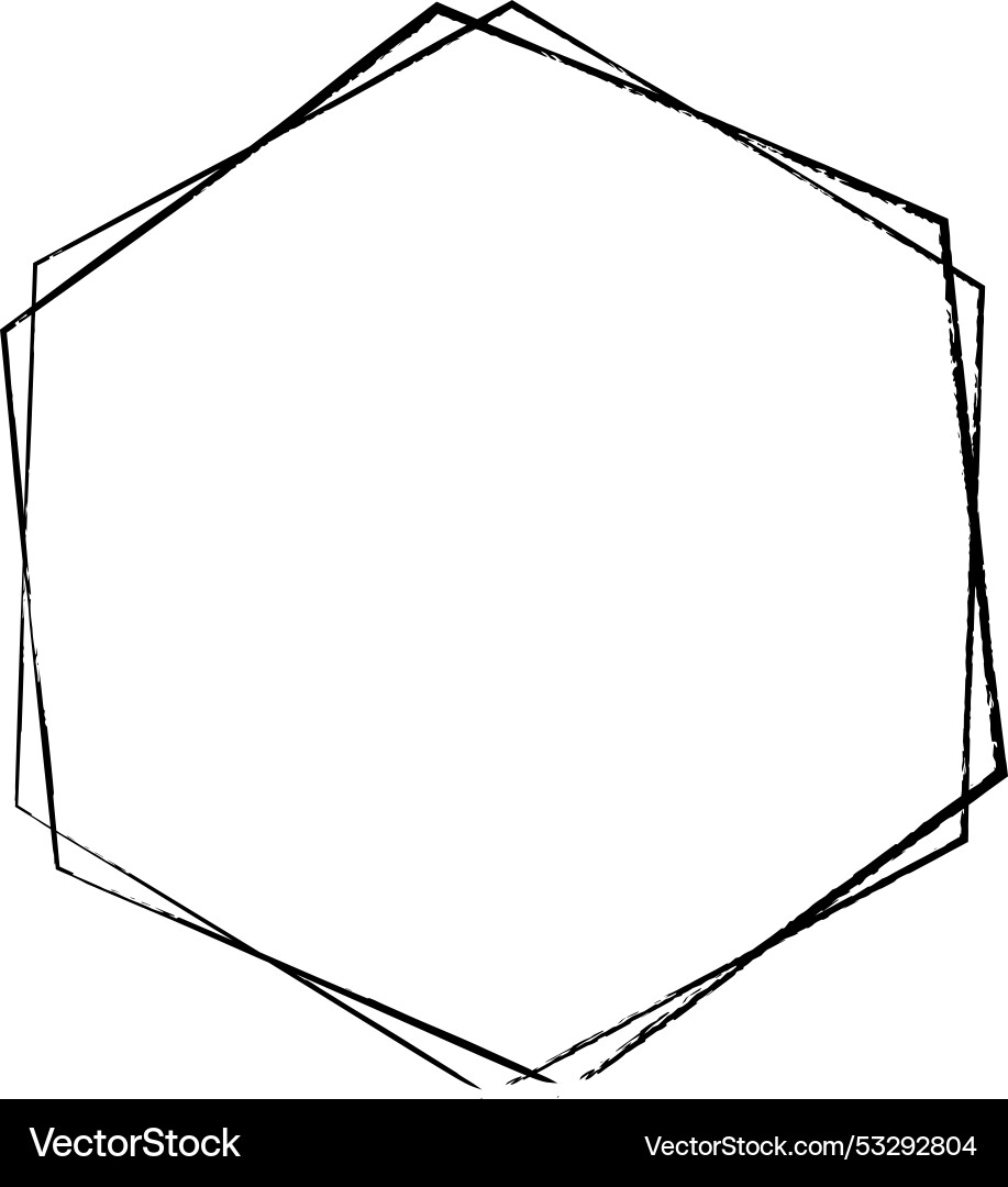 Hexagon grunge texture element frame border shape Hexagon grunge texture element frame border shape vector image