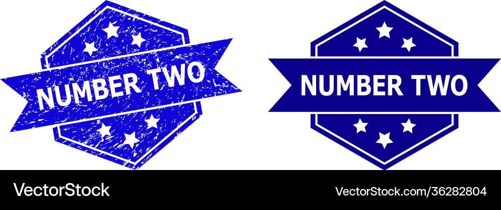 Hexagon number two seal with unclean texture Vector Image