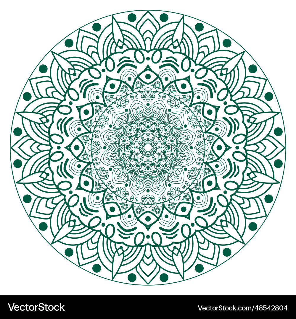 Mandala simple green abstract round openwork shape Vector Image