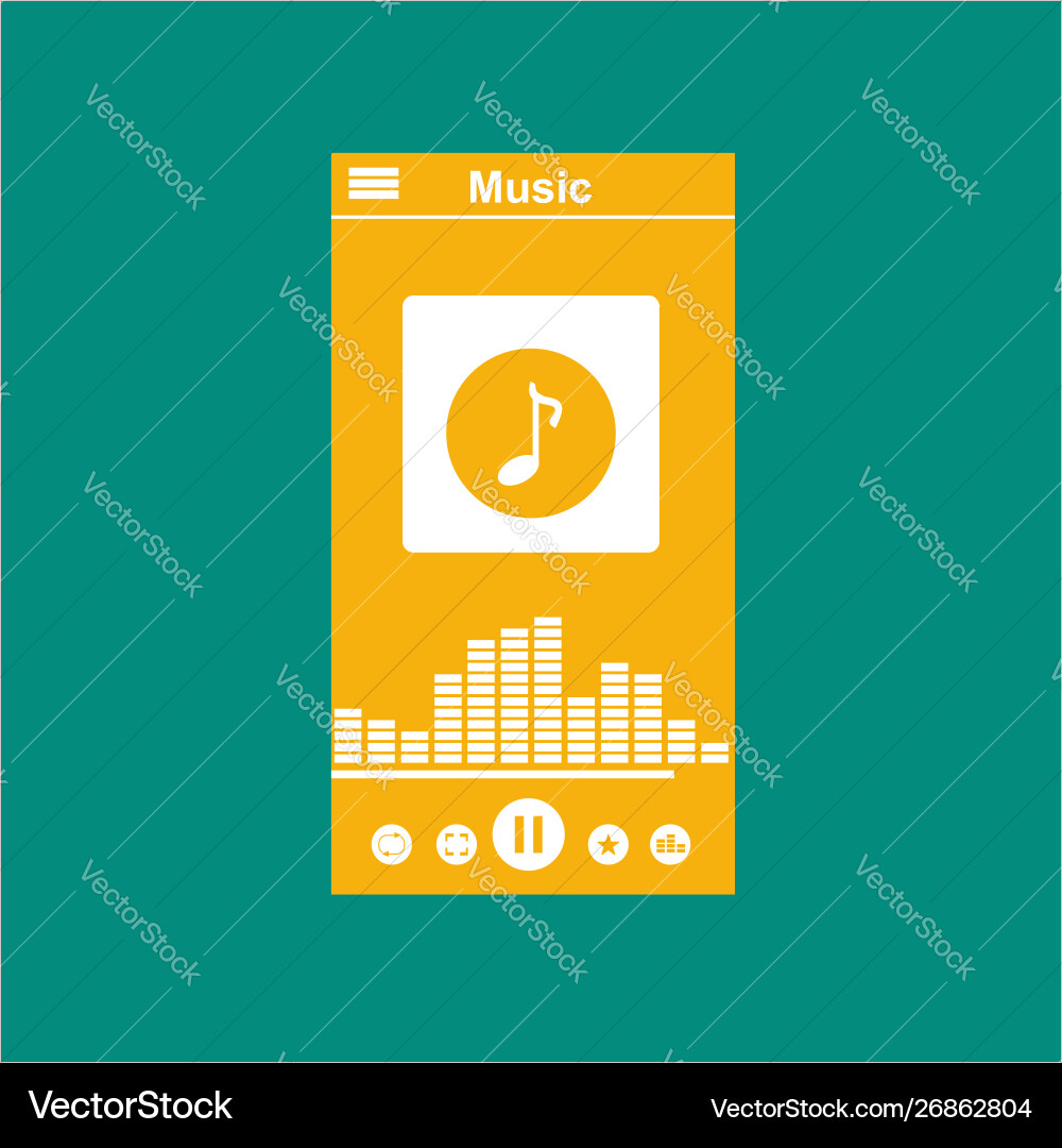 Media player application app template with flat Media player application app template with flat vector image