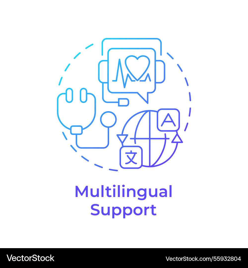 Multilingual support blue gradient concept icon Vector Image
