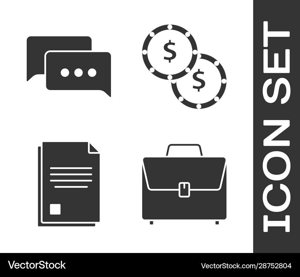 Set briefcase speech bubble chat file document Set briefcase speech bubble chat file document Vector Image