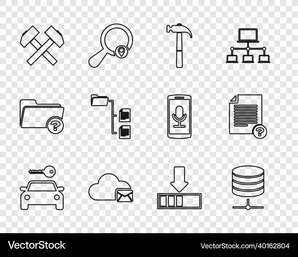 Set line car rental server data web hosting Set line car rental server data web hosting vector image