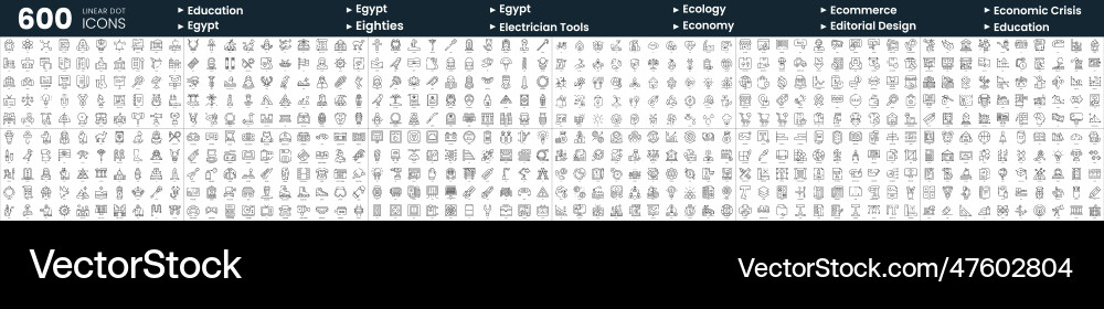 Set of 600 thin line icons in this bundle include Set of 600 thin line icons in this bundle include Vector Image
