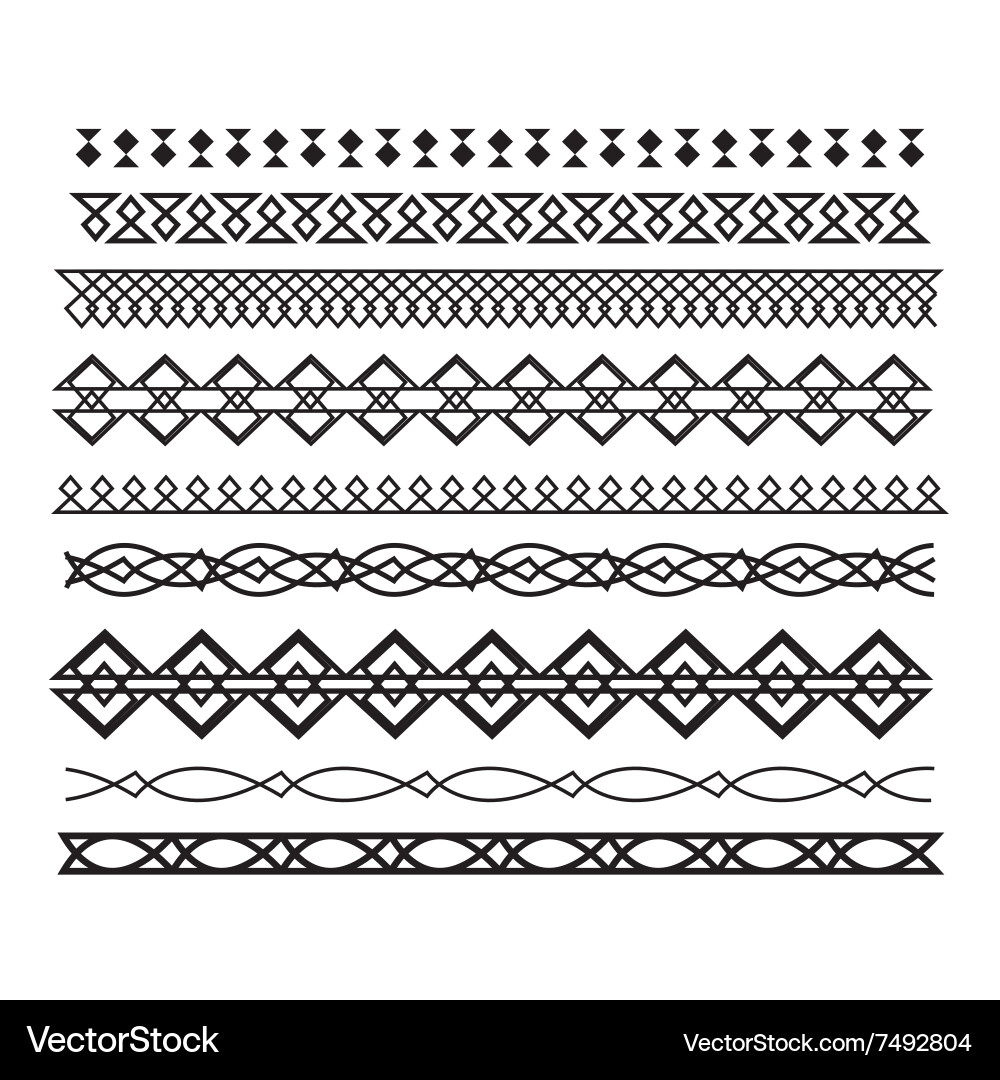 Set of borders and lines horizontal geometric vector image