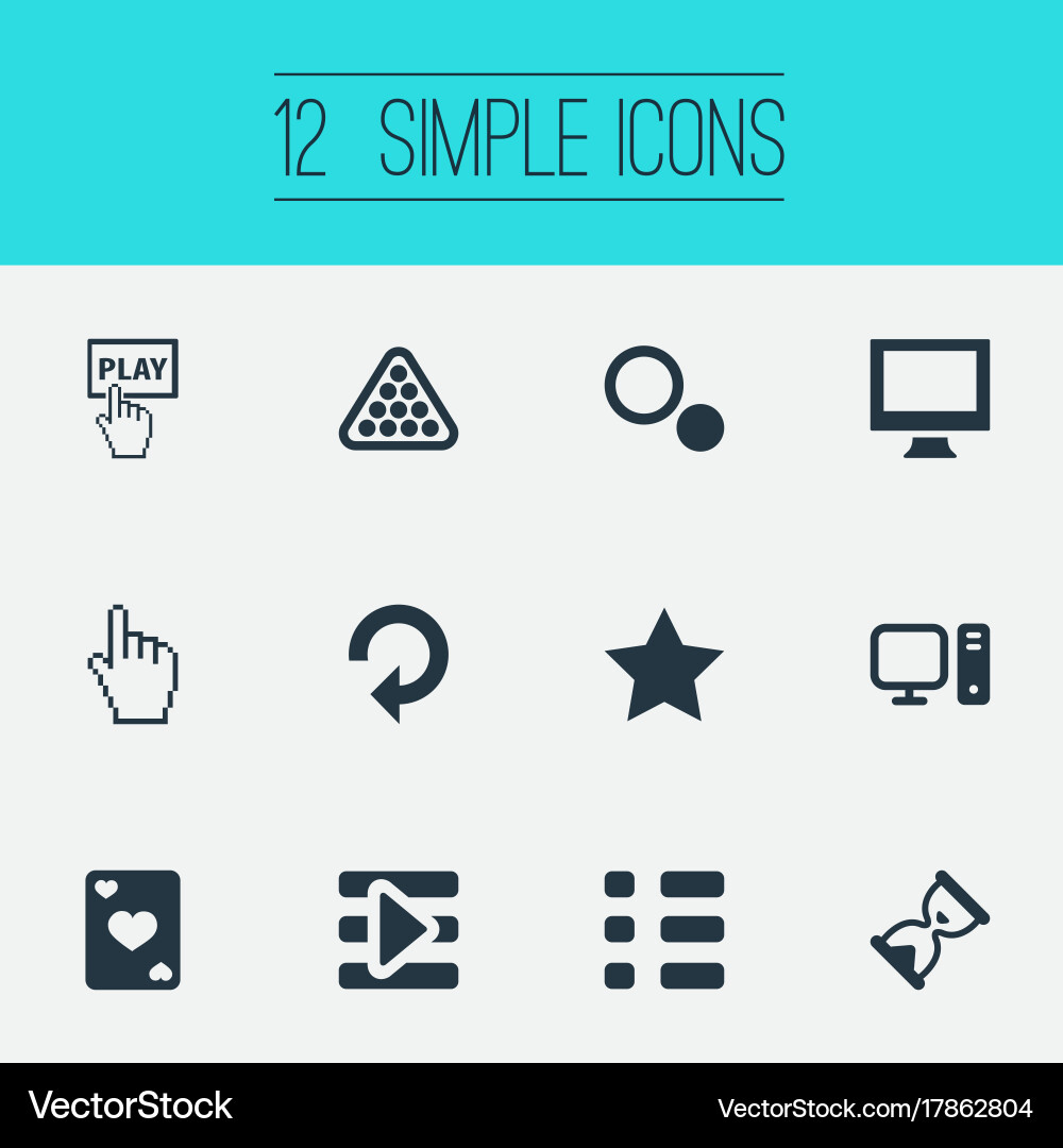 Set of simple game icons vector image