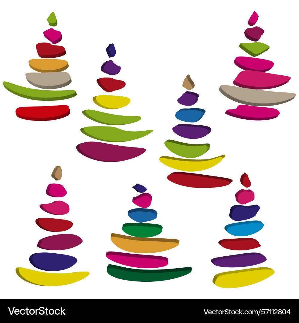 Stone stack shapes abstract tree cones colorful Stone stack shapes abstract tree cones colorful vector image