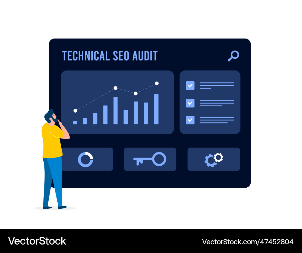 Technical seo audit concept improve website speed vector image