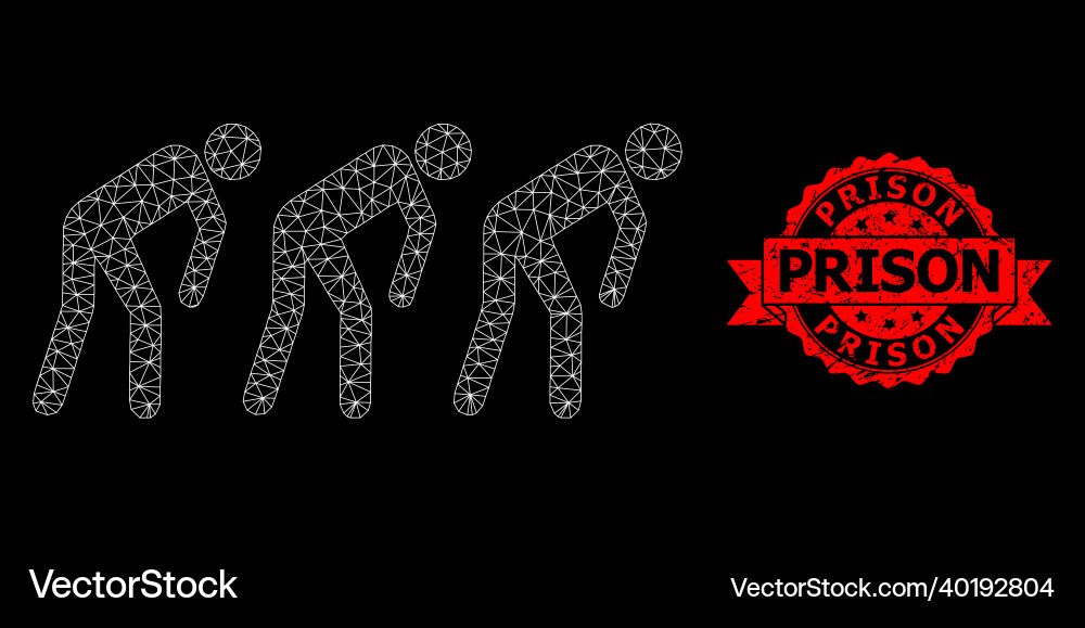 Textured prison stamp seal and web net slave Textured prison stamp seal and web net slave vector image