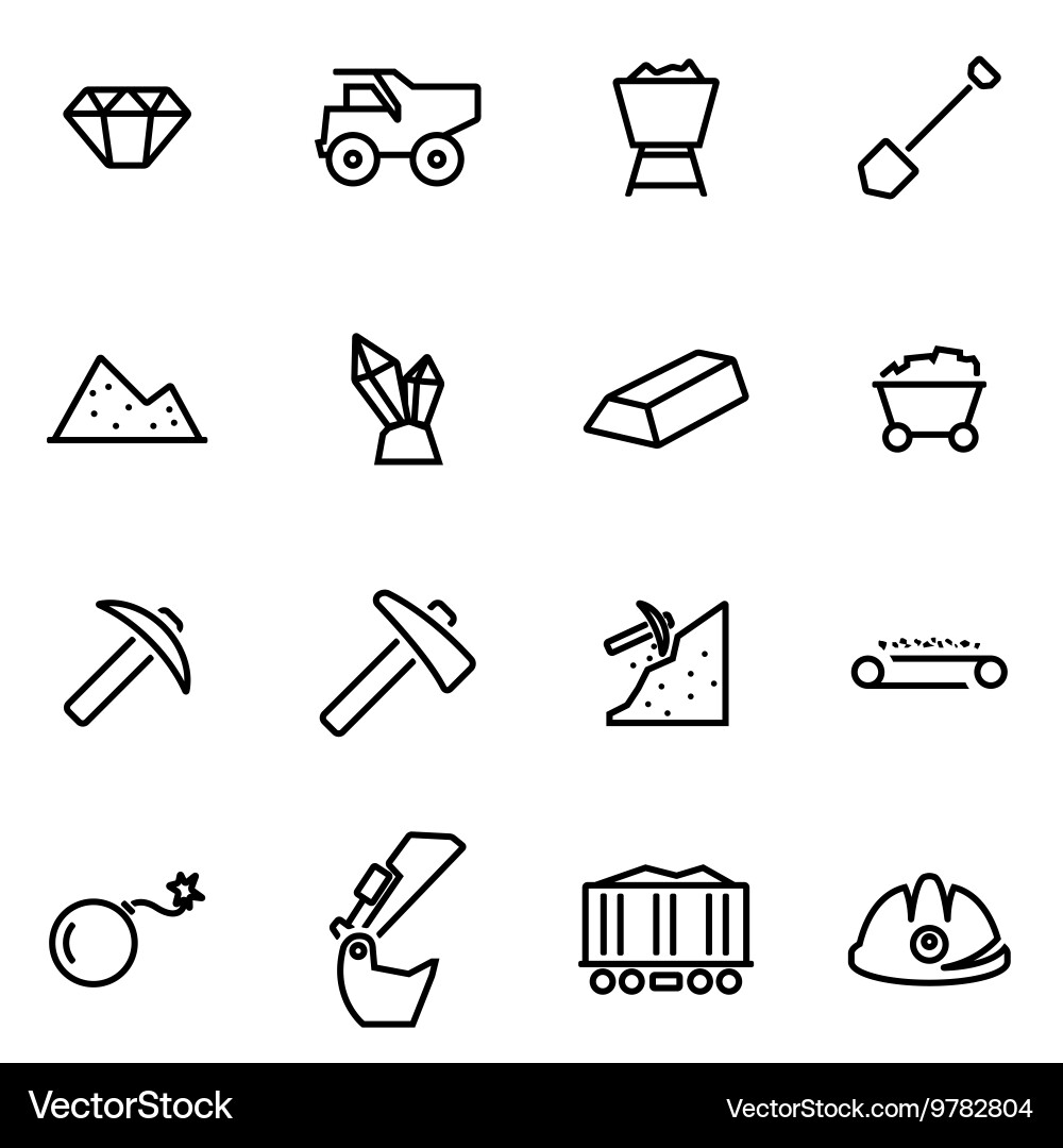 Thin line icons - mining vector image