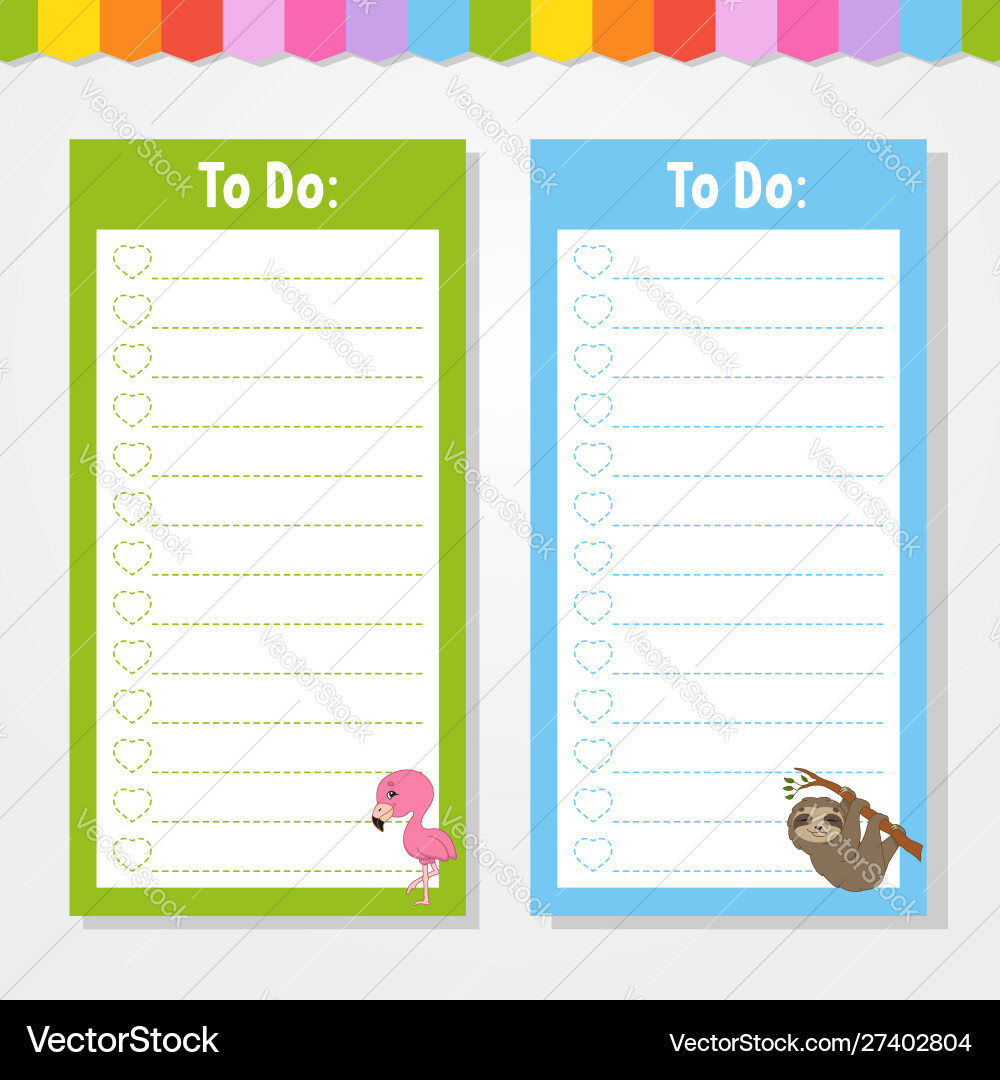 To do list for kids empty template isolated color To do list for kids empty template isolated color vector image