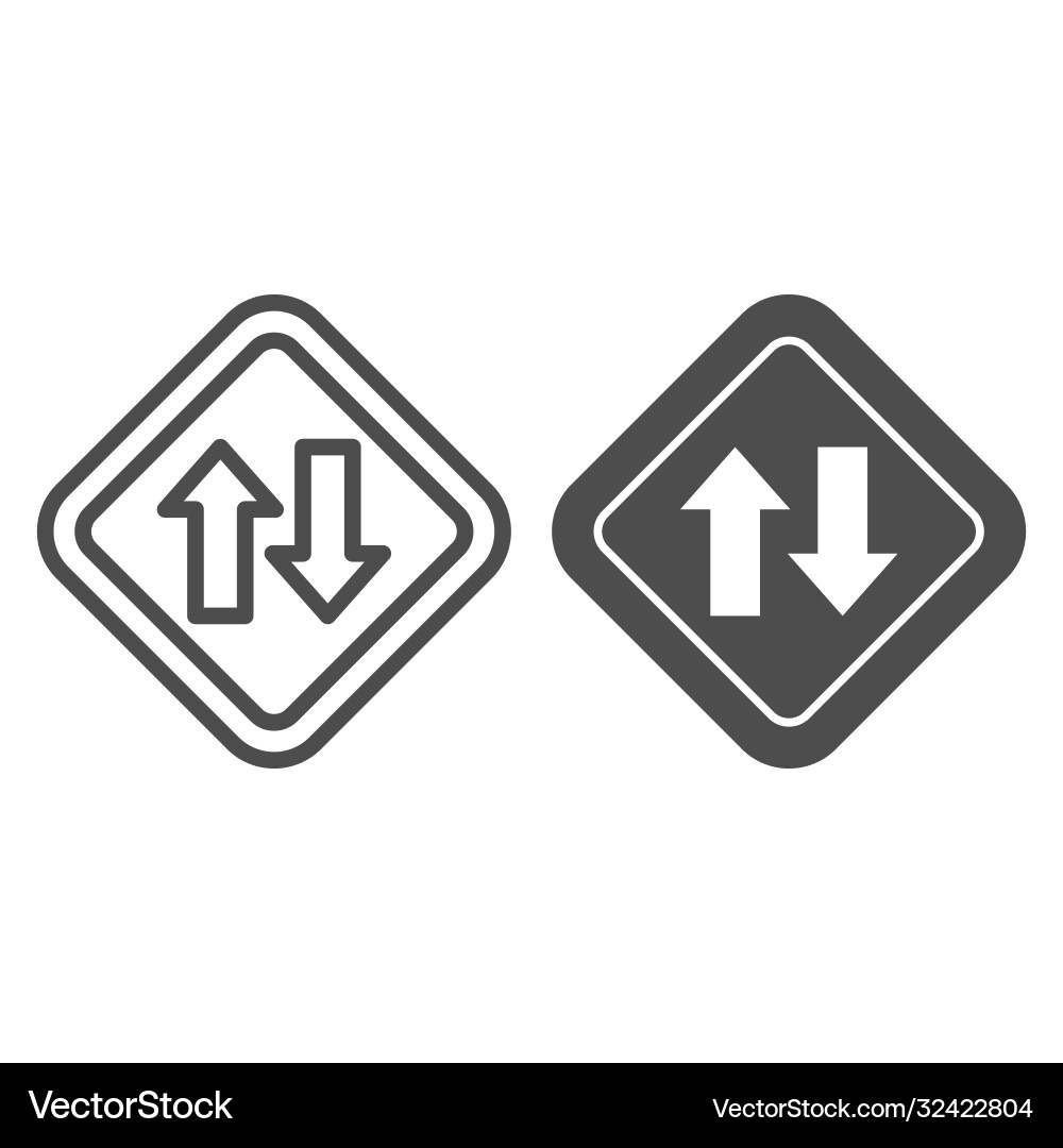 Two way traffic line and solid icon navigation Two way traffic line and solid icon navigation vector image