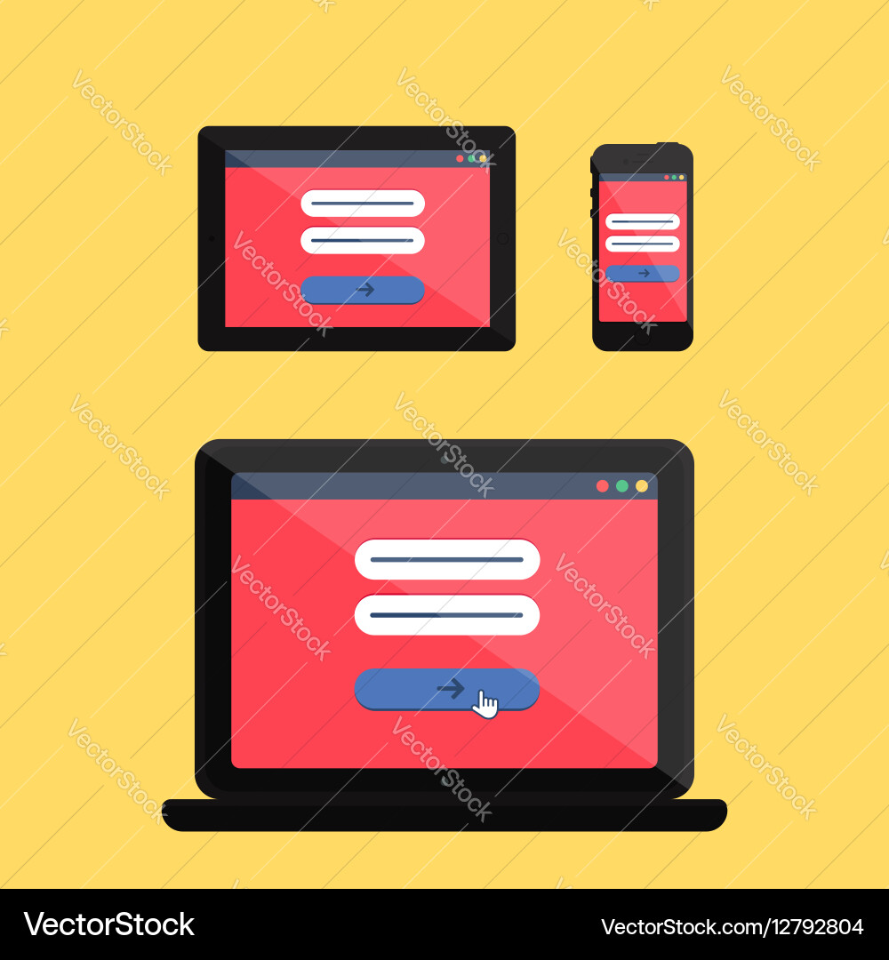 Web template of adaptive online login form vector image