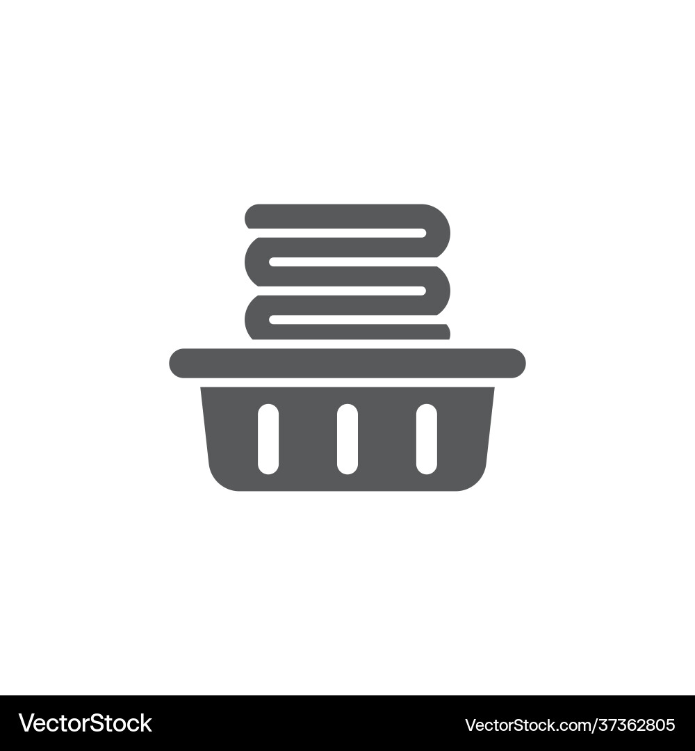 Basket with folded towels line icon linear style Basket with folded towels line icon linear style Vector Image