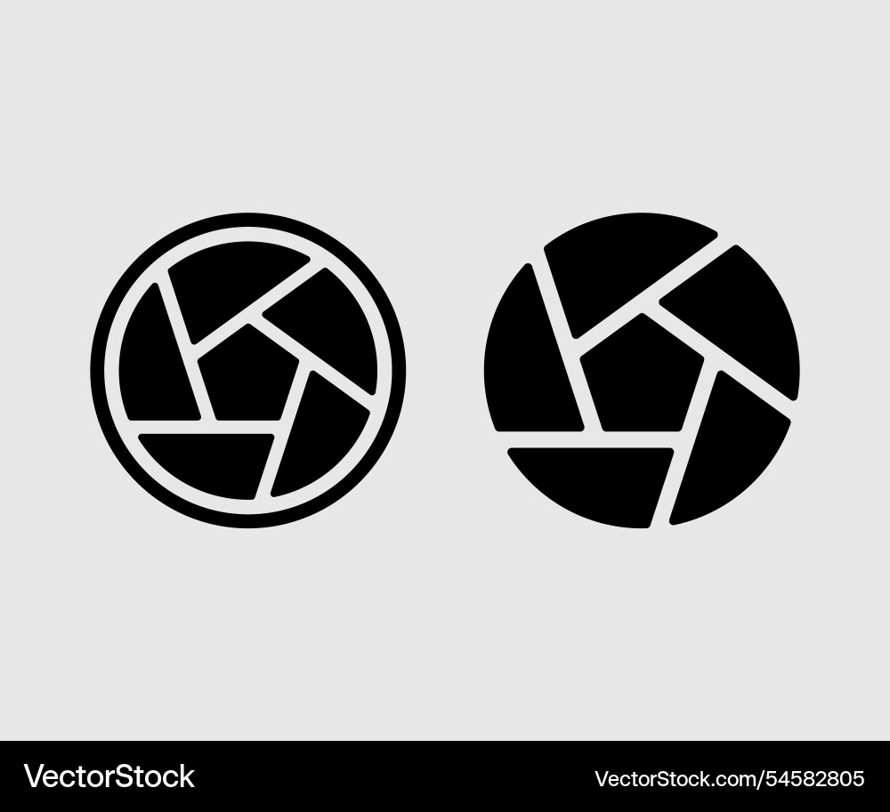 Camera shutter icons or aperture and symbols Vector Image