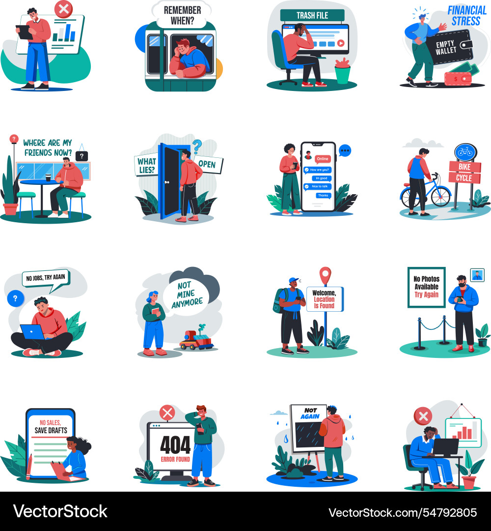 Collection of flat style service error vector image