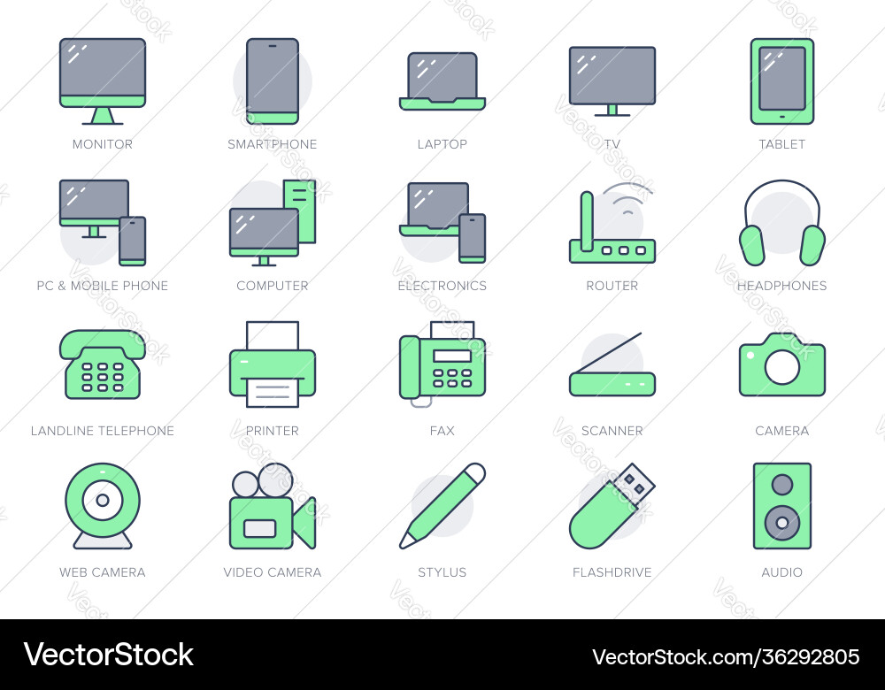 Computer devices simple line icons Computer devices simple line icons vector image