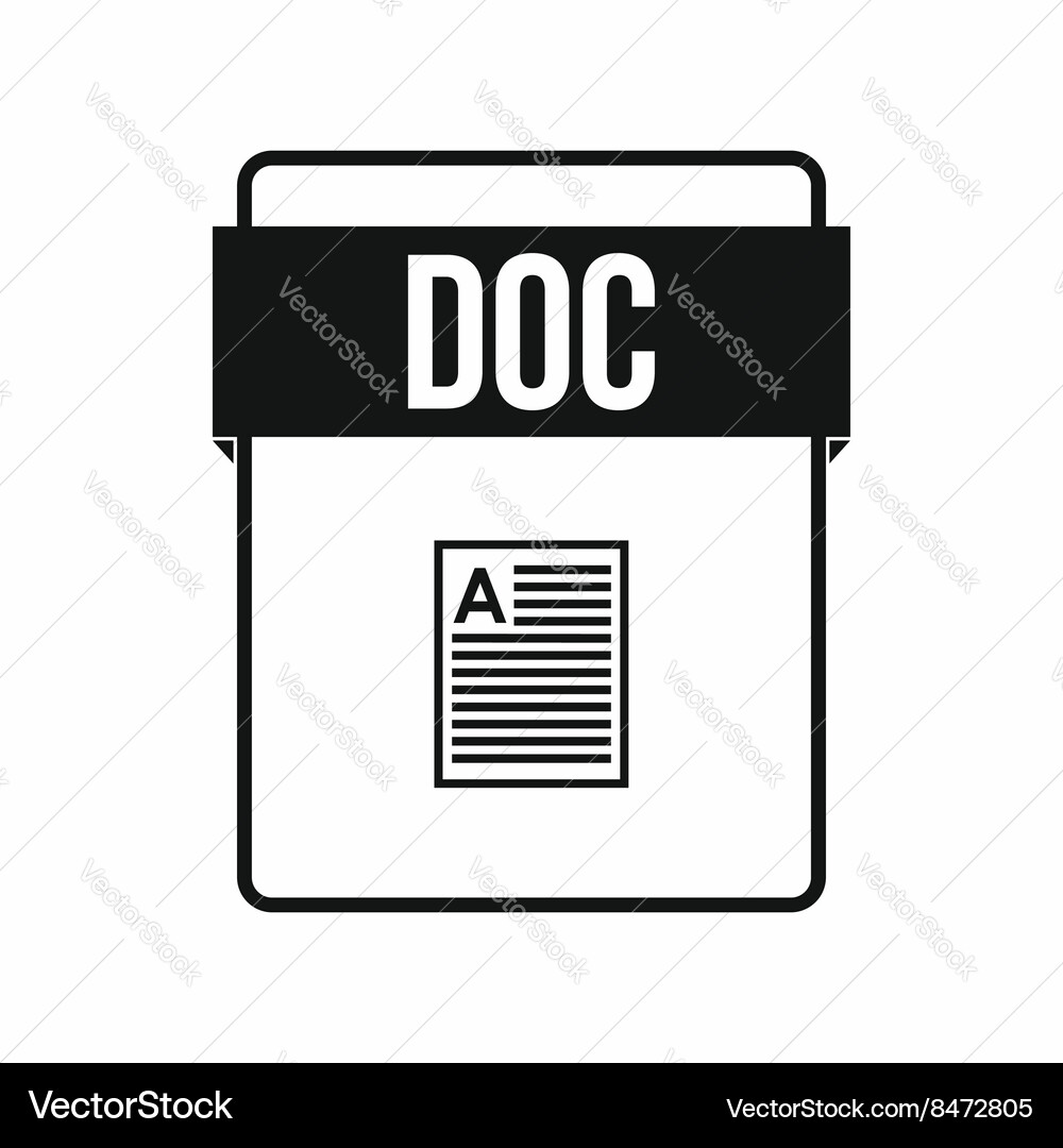 Doc file icon simple style vector image
