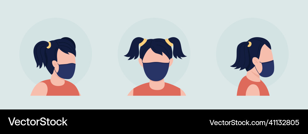 Girl with slim fit mask semi flat color character Girl with slim fit mask semi flat color character vector image