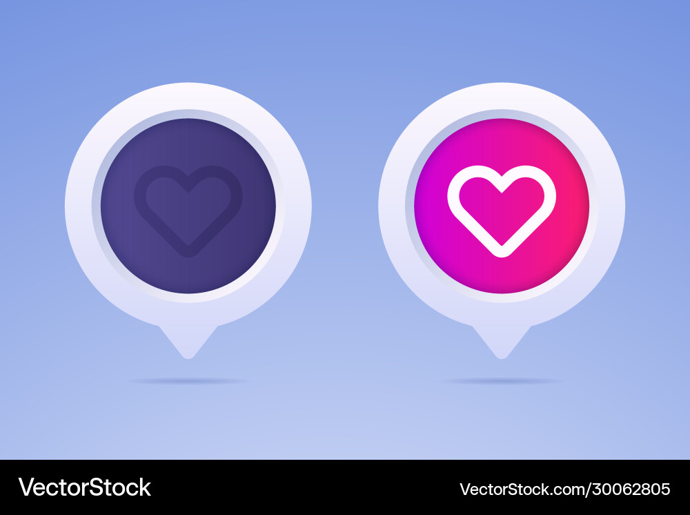 Like button in 3d style and two options vector image