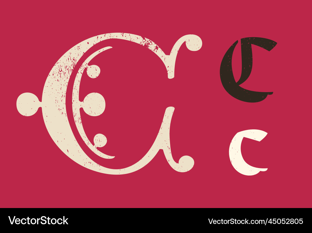 Medieval Illuminated C Initial Drop Cap Vector Image