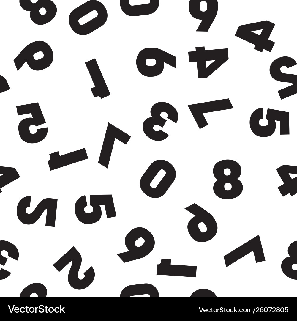 Numeral seamless pattern background black numbers Numeral seamless pattern background black numbers vector image