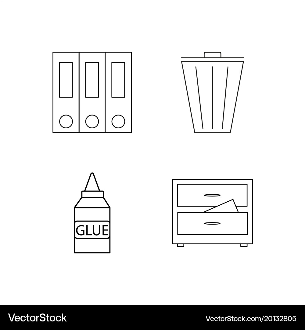 Office simple linear icon setsimple outline icons vector image