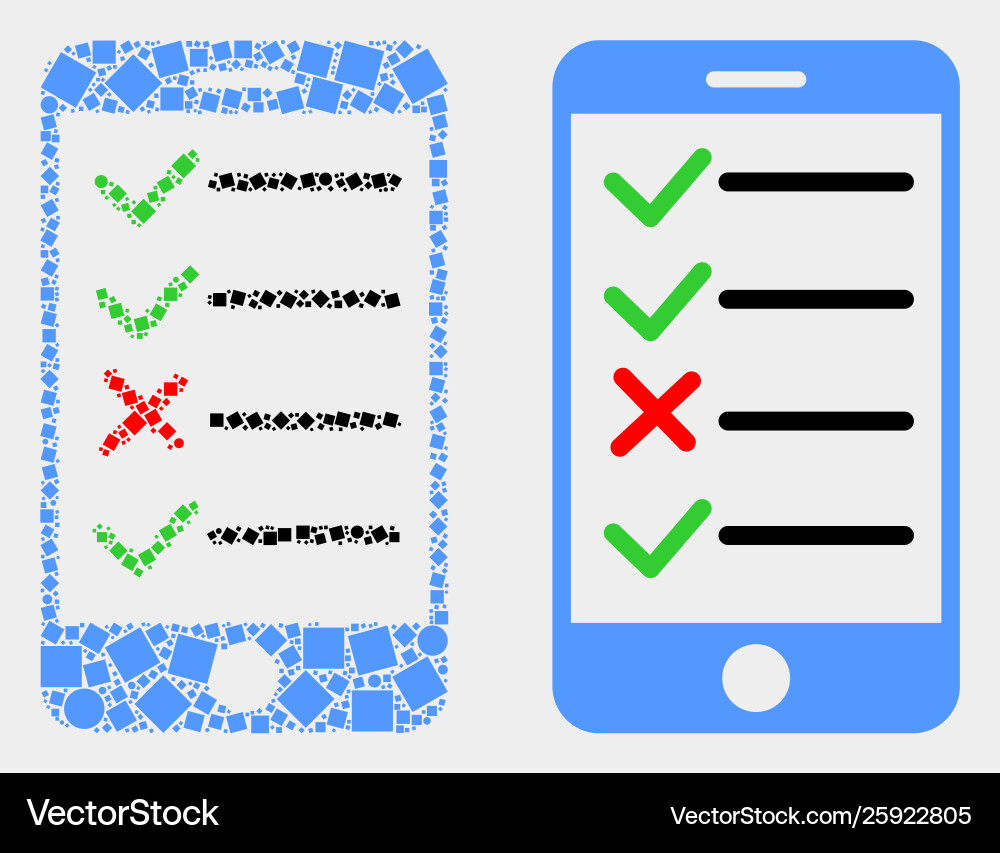 Pixelated and flat smartphone task list Pixelated and flat smartphone task list vector image