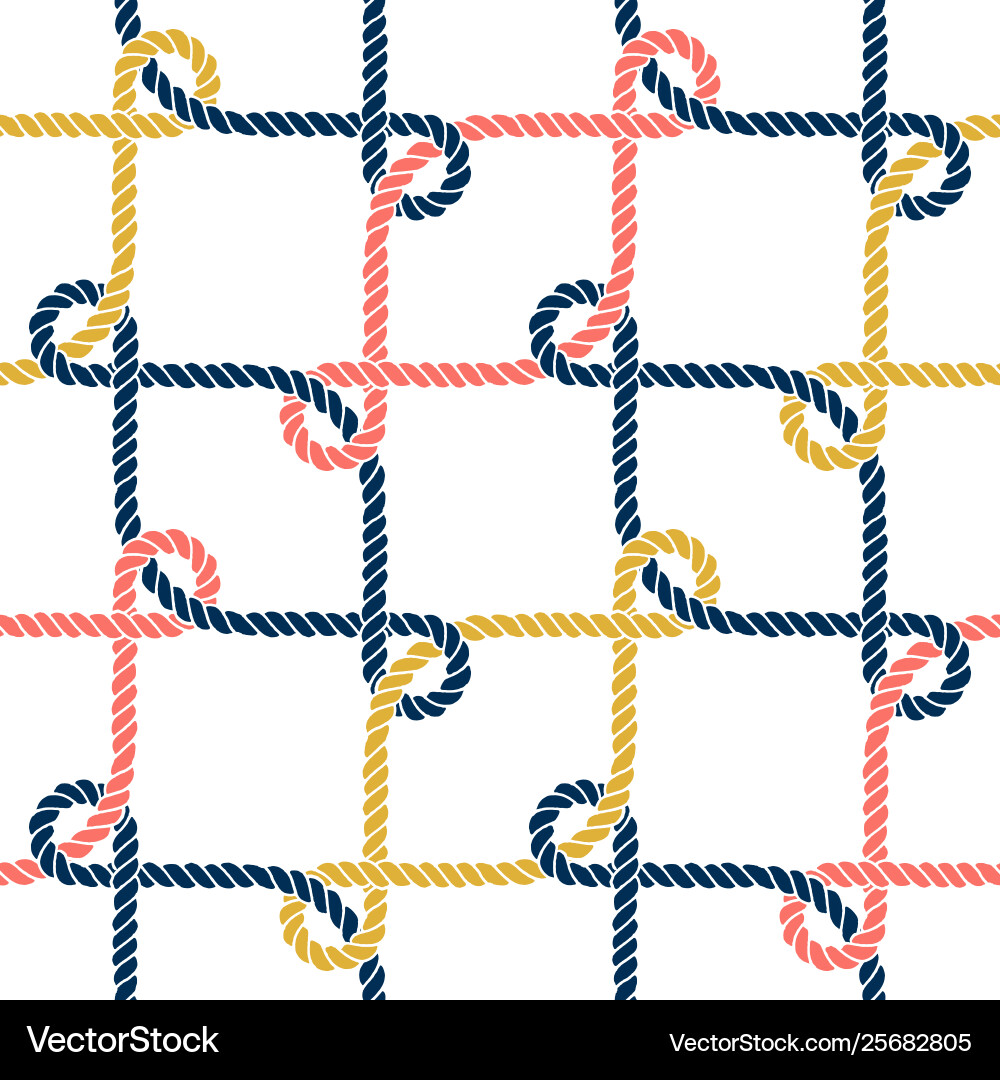 Seamless nautical rope pattern white on dark blue Seamless nautical rope pattern white on dark blue vector image