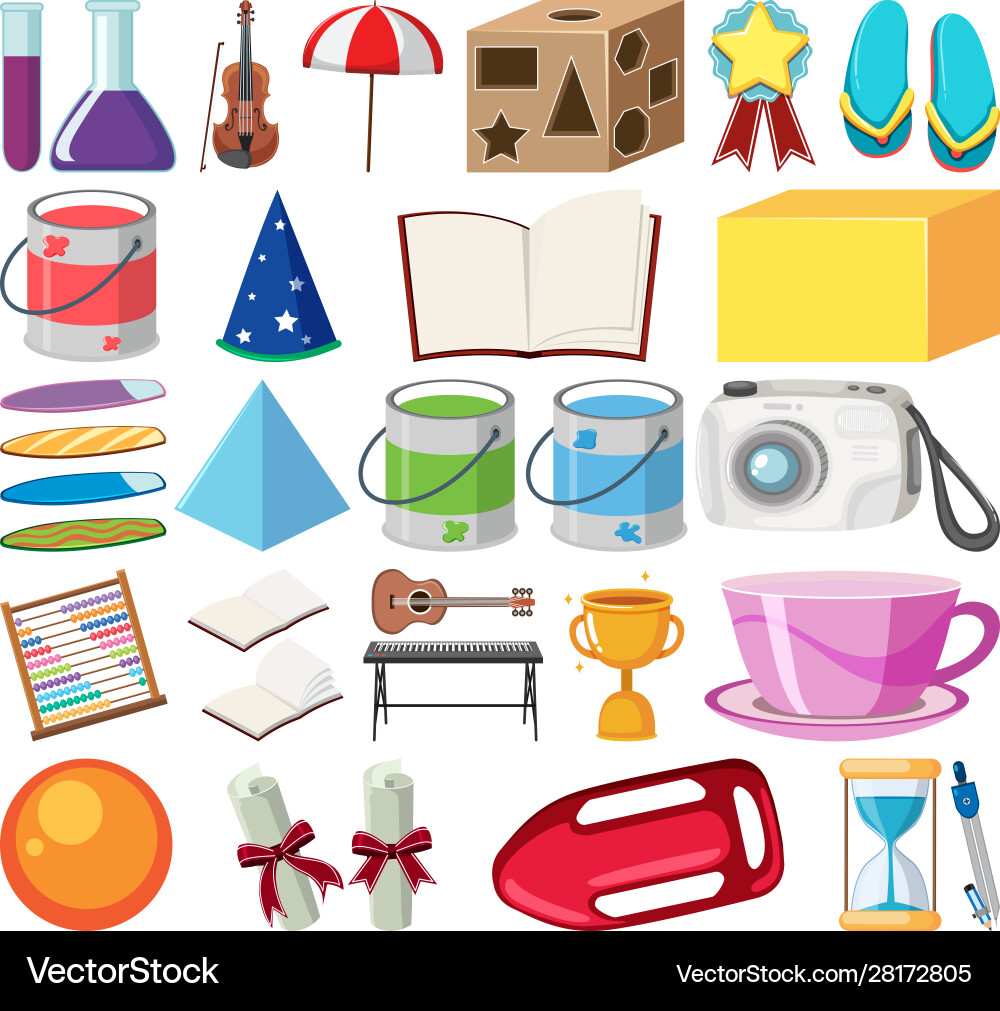 Set isolated objects theme school Set isolated objects theme school vector image