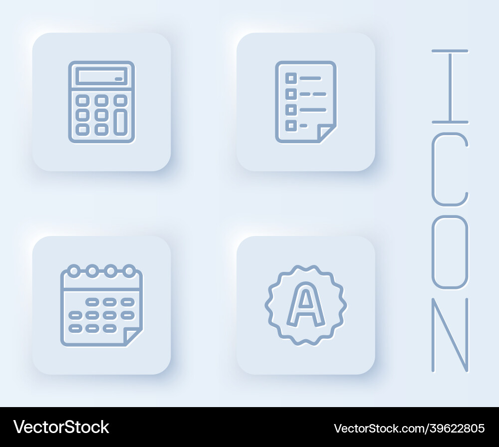 Set line calculator clipboard with checklist Vector Image