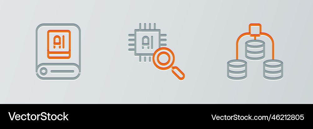 Set line server data artificial intelligence ai Vector Image