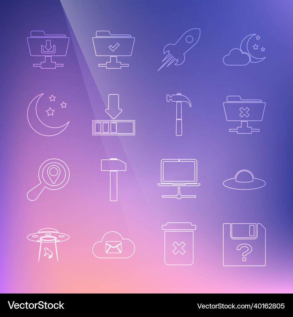 Set line unknown document ufo flying spaceship Set line unknown document ufo flying spaceship vector image