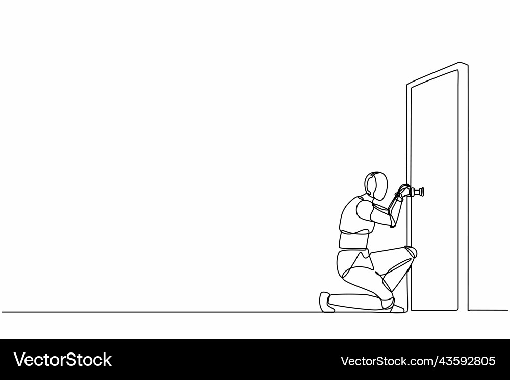 Single continuous line drawing robots prying Single continuous line drawing robots prying vector image