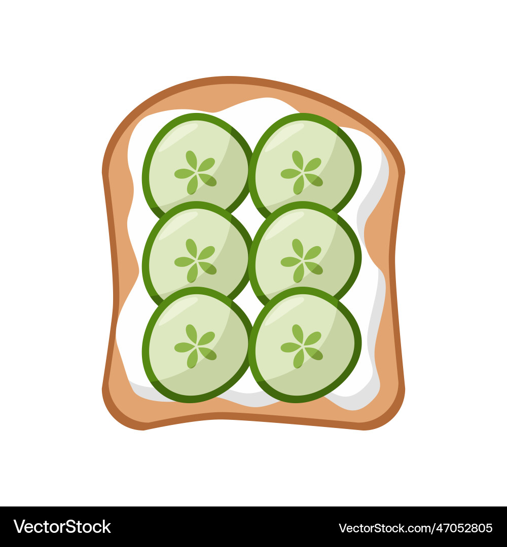 Slice of bread with butter and cucumber Slice of bread with butter and cucumber vector image