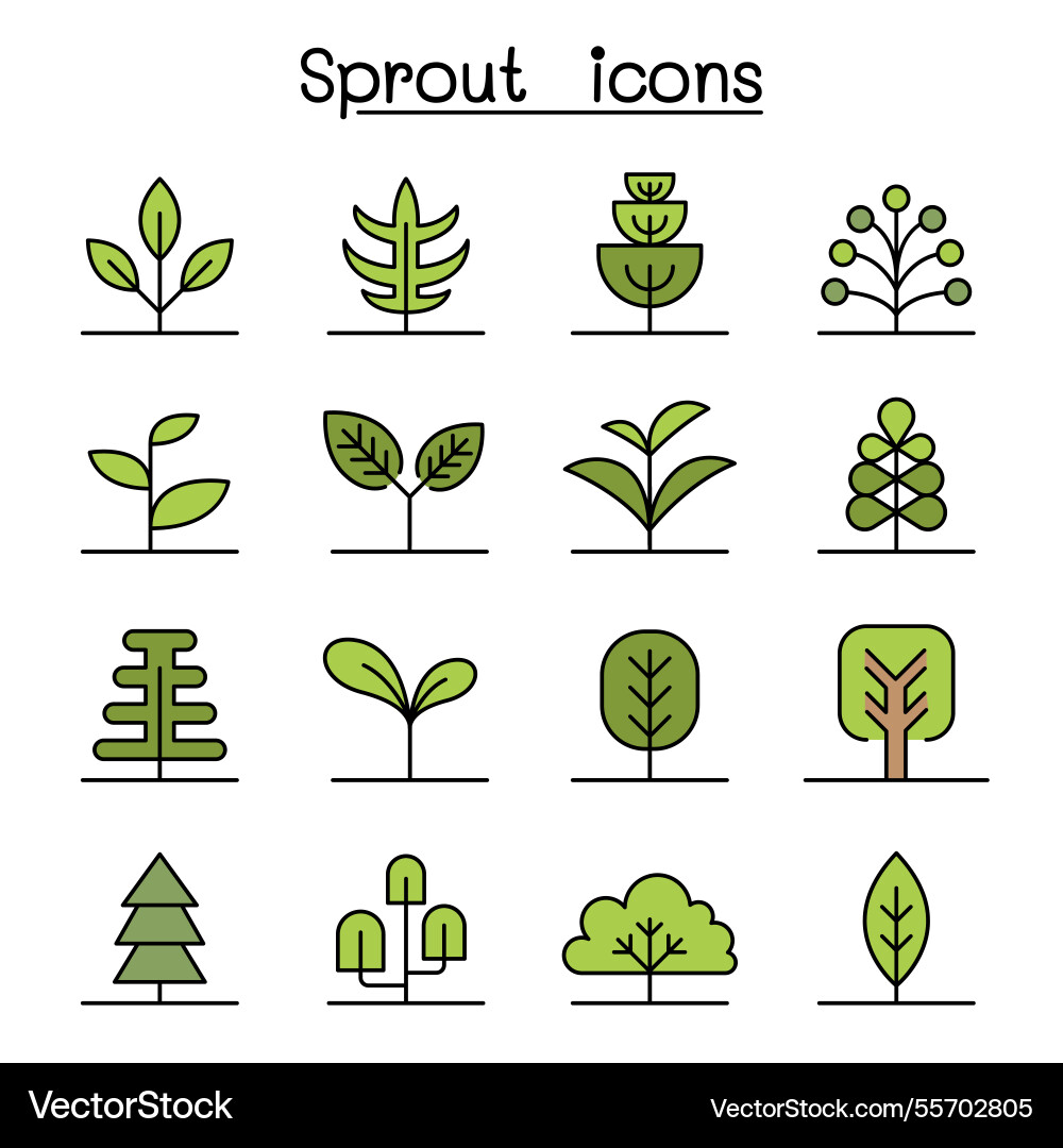 Sprout icon set in colorline style Sprout icon set in colorline style vector image