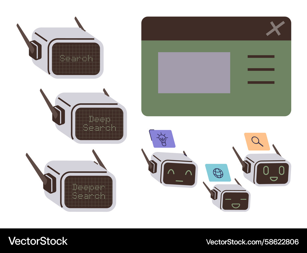 AI Search & Navigation Robots Vector Image