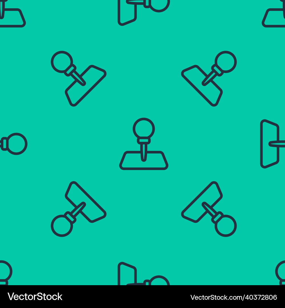 Blue line push pin icon isolated seamless pattern Blue line push pin icon isolated seamless pattern Vector Image