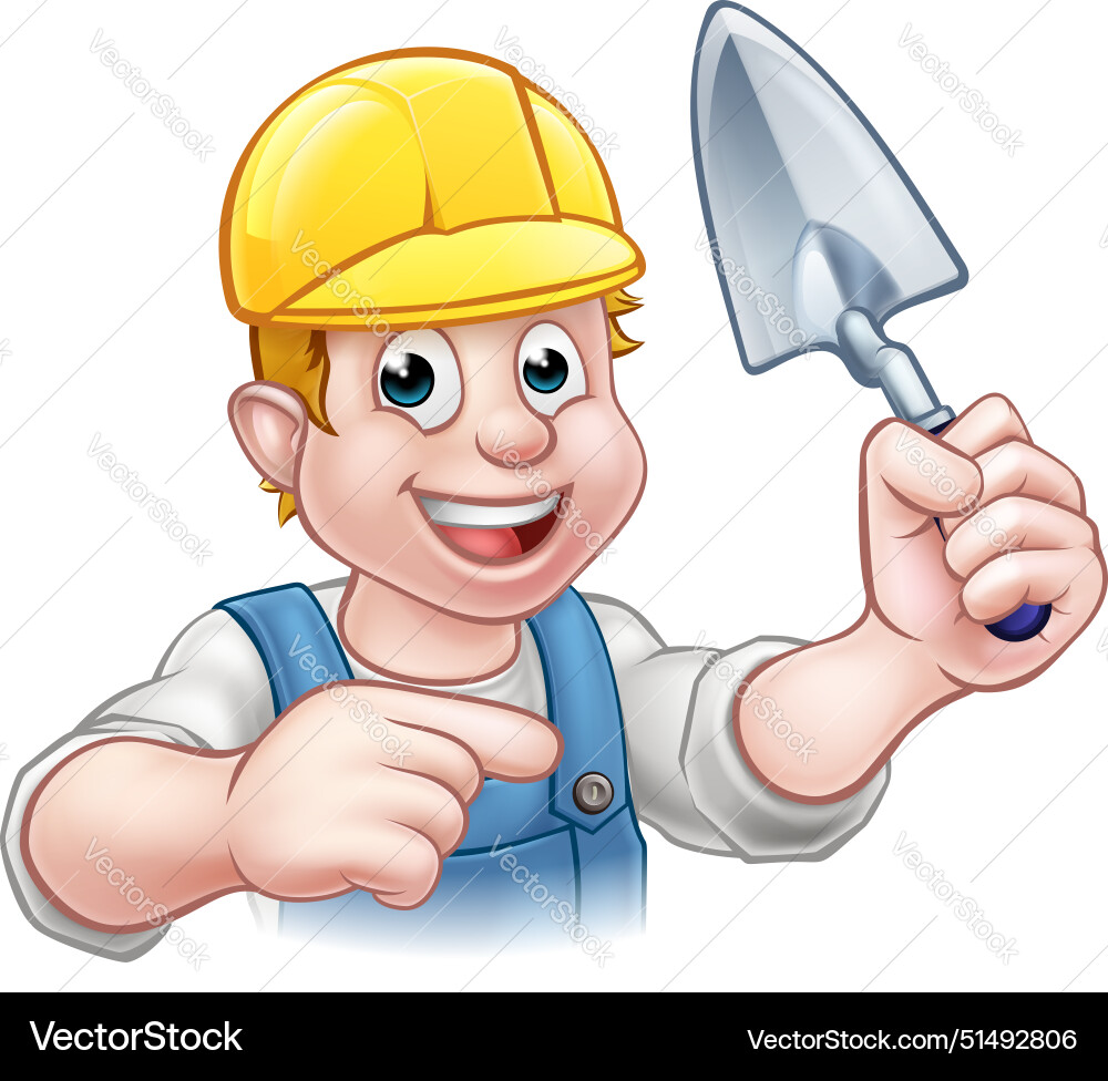 Builder bricklayer construction worker trowel tool