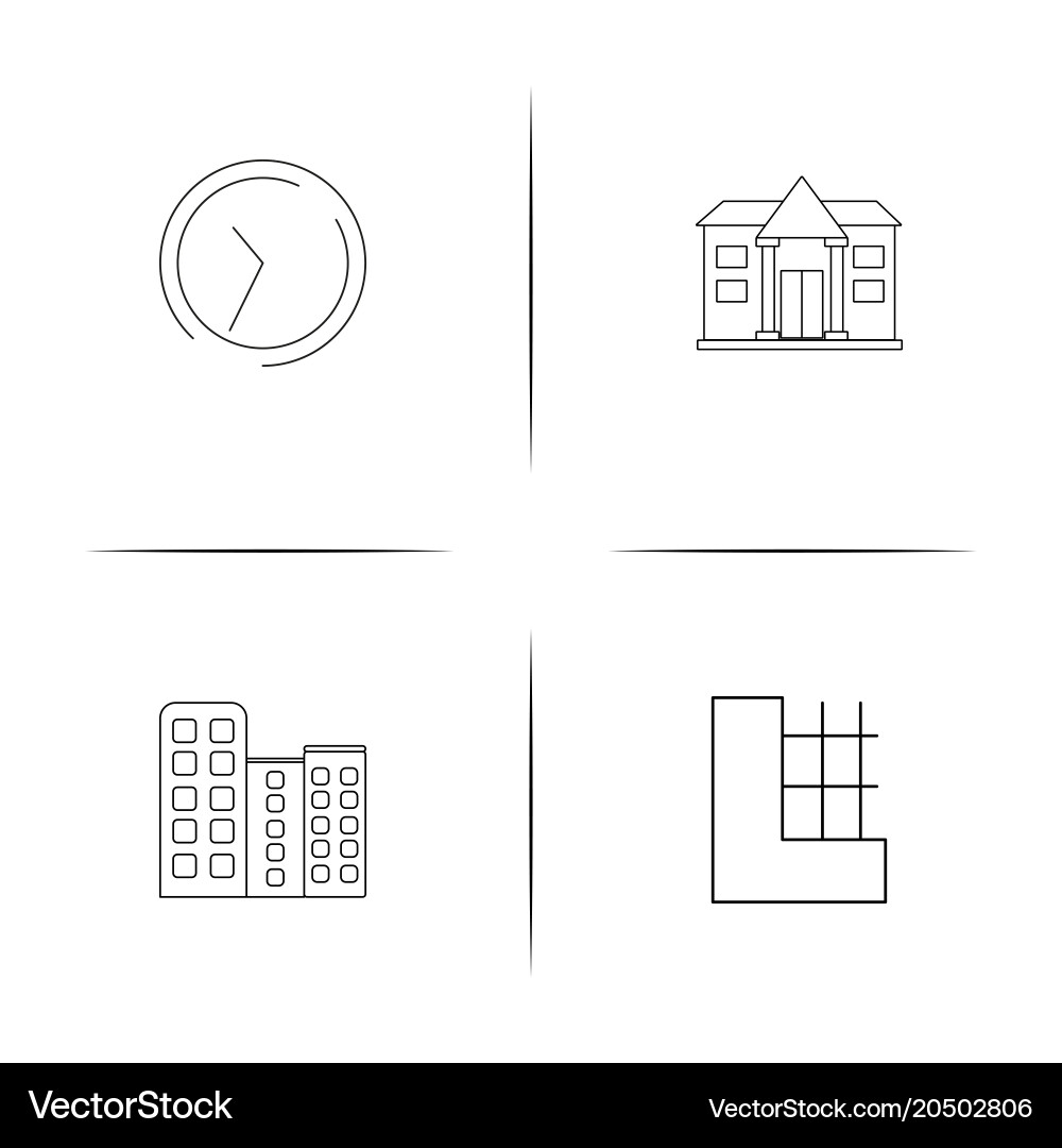 Buildings and constructions simple linear icons Vector Image