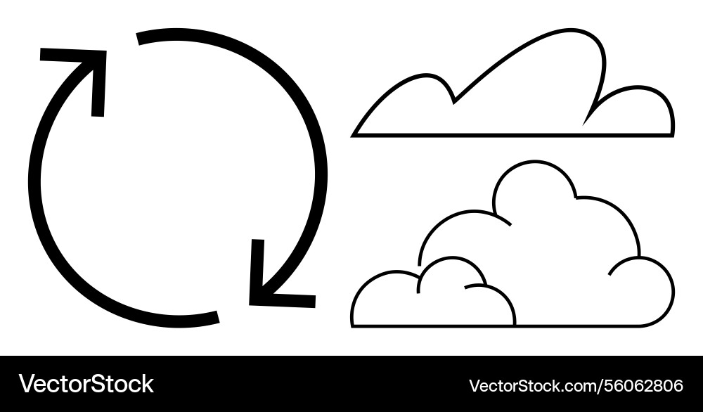 Circular arrow and cloud shapes representing cycle Circular arrow and cloud shapes representing cycle vector image