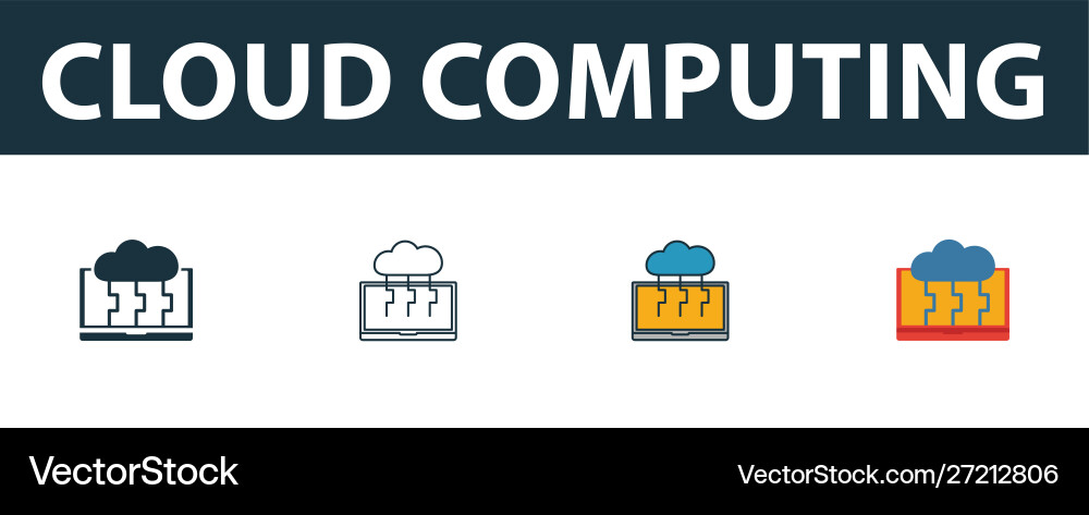 Cloud computing icon set four simple symbols Cloud computing icon set four simple symbols vector image