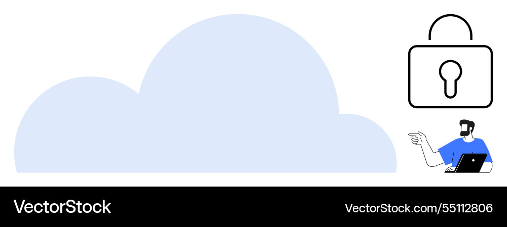 Cloud computing security with padlock symbol vector image