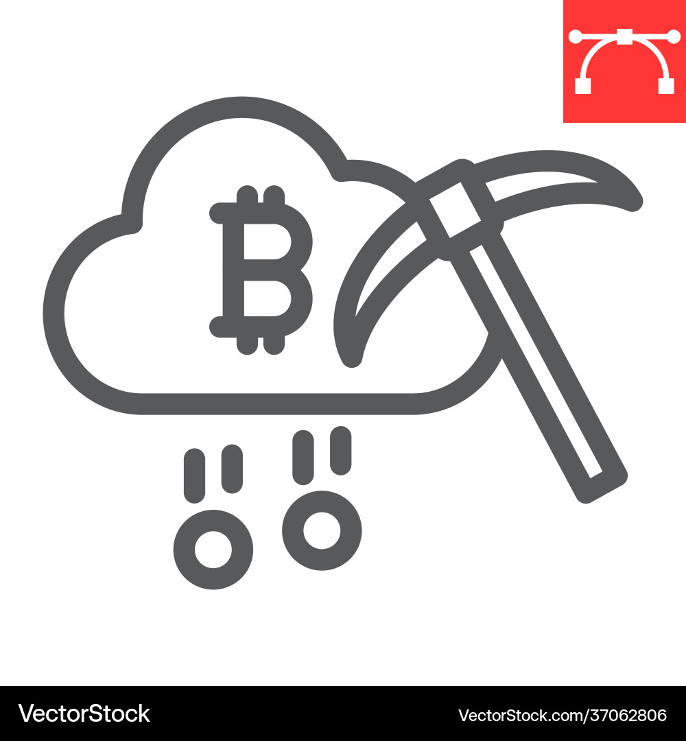 Cloud mining line icon cryptocurrency and bitcoin – Royalty-Free Vector |  VectorStock